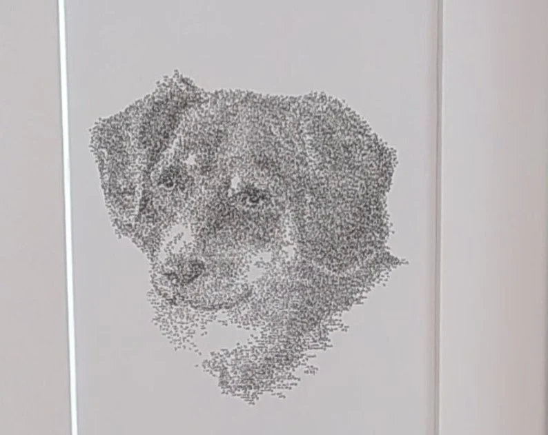 Dog portrait calligram