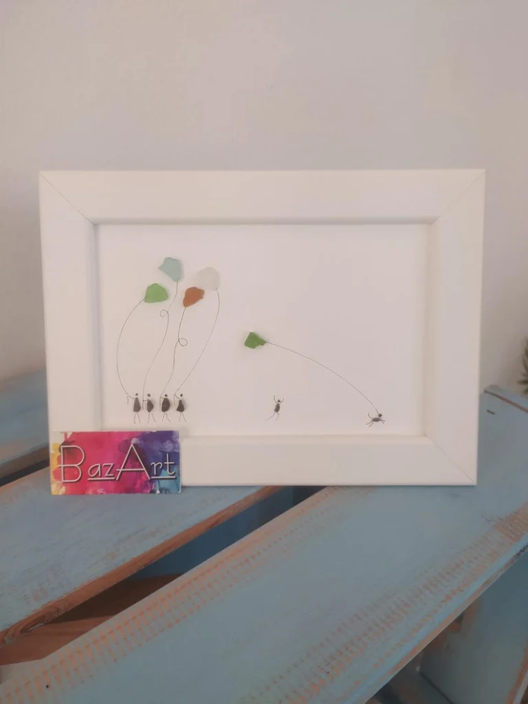 Family made of sea glass and pebbles